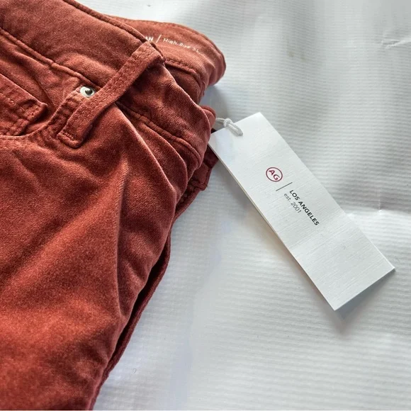 AG Adriano Goldschmied Farrah High Rise Skinny, Stretch Velvet, Dark Sangria, 29 - Picture 5 of 8
